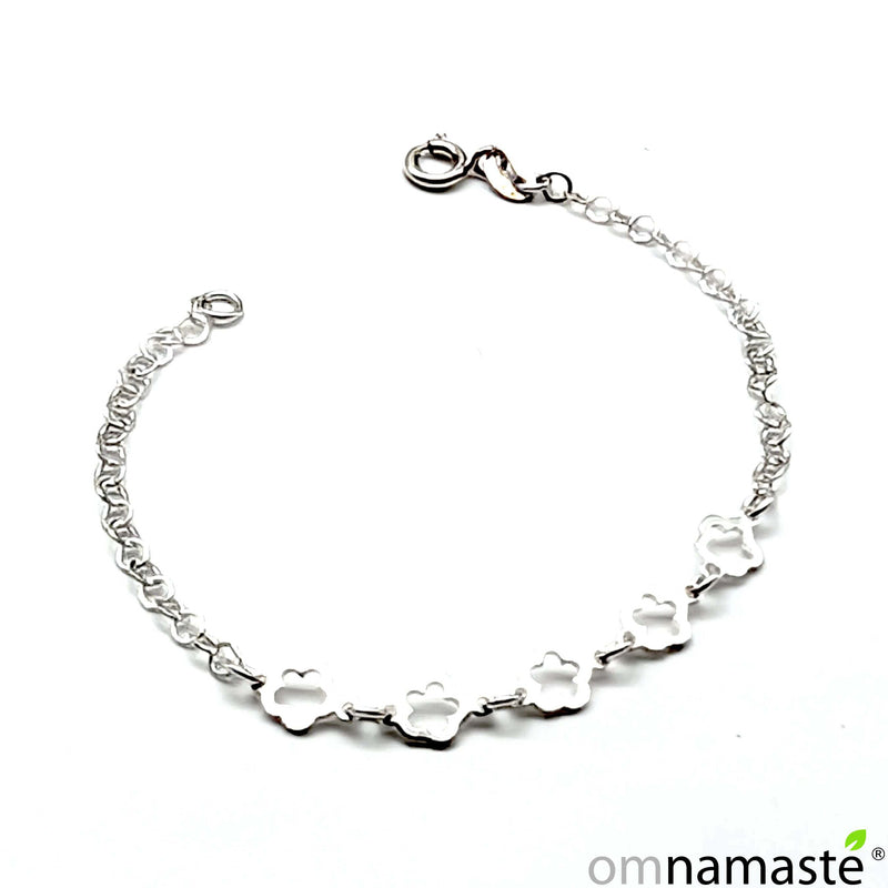 pulsera plata flores (19cm ajustable)