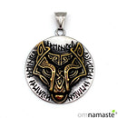 COLGANTE DE ACERO DE TITANIO CON DISEÑO DE LOBO VIKINGO 38 MM