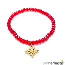 pulsera cristal rojo nudo de brujas acero dorado