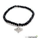 pulsera cristal negro nudo de brujas acero plateado