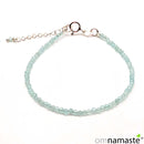 Pulsera plata bola aguamarina facetada 2mm