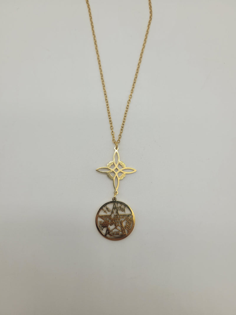 Colgante acero doble proteccion con cadena dorado