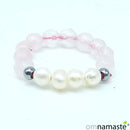 anillo perla y cuarzo rosa