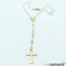 Rosario acero dorado y perlas