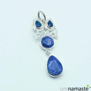 colgante plata búho zafiros