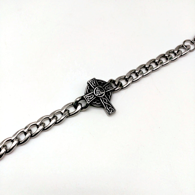 Pulsera de acero con cruz celta