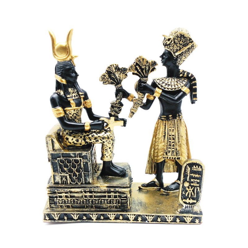 Figura Resina Osiris Ofreciendo Flores a Isis 14cm