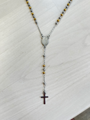 Rosario acero dorado bolas colores