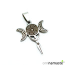 Colgante Acero Triple Luna con Diosa Fertilidad