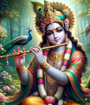 estampa krishna tocando la flauta 9.5x11cm