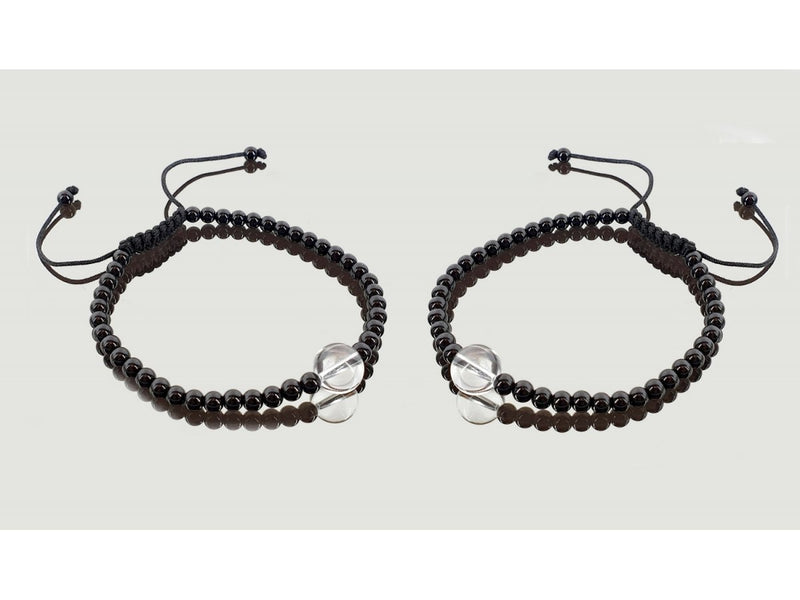 pulsera tibetana cuarzo con obsidiana