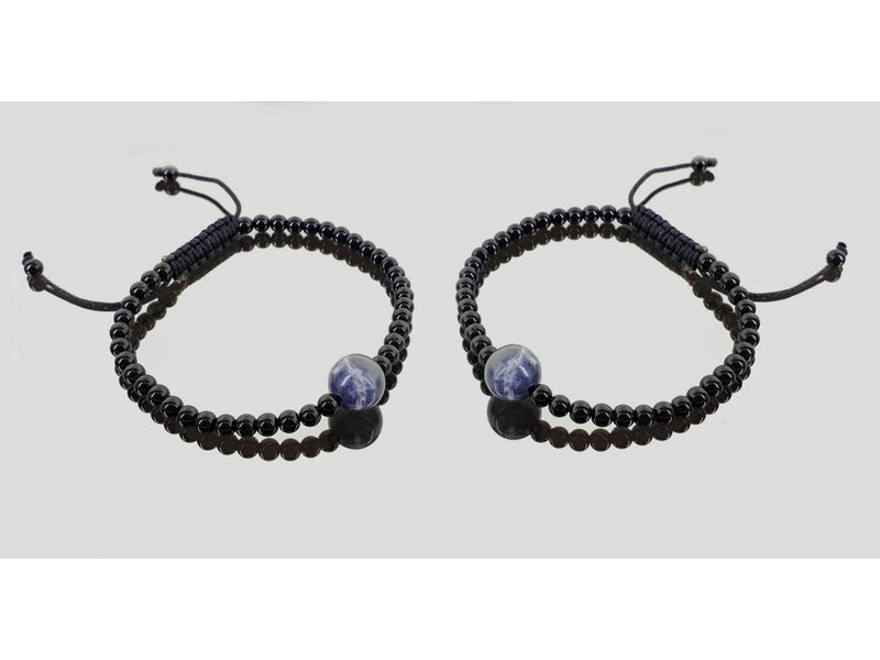 Pulsera tibetana lapislazuli con obsidiana