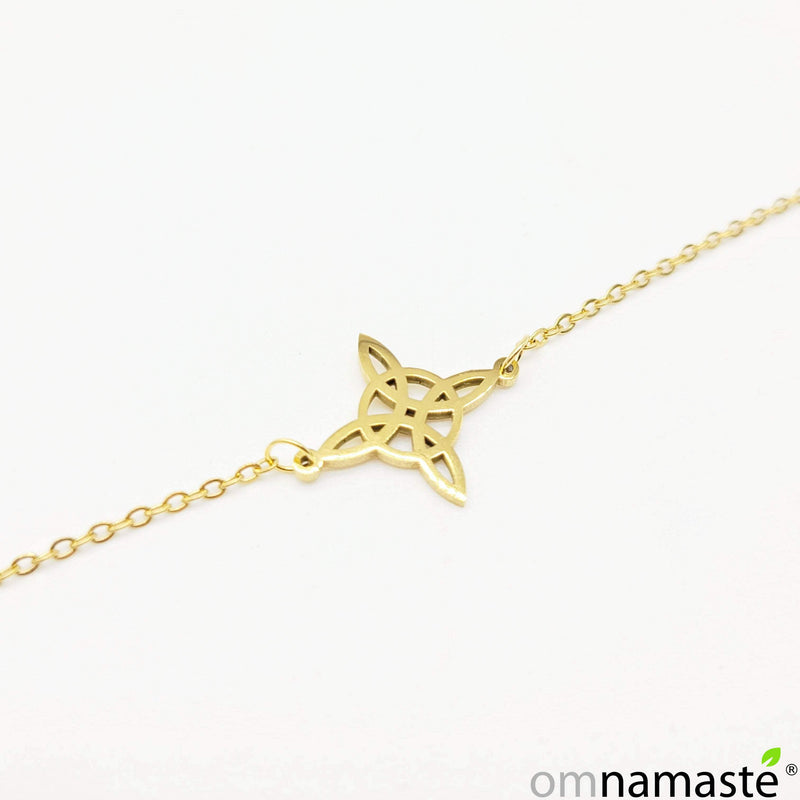 Pulsera acero dorada  Nudo de Bruja fina