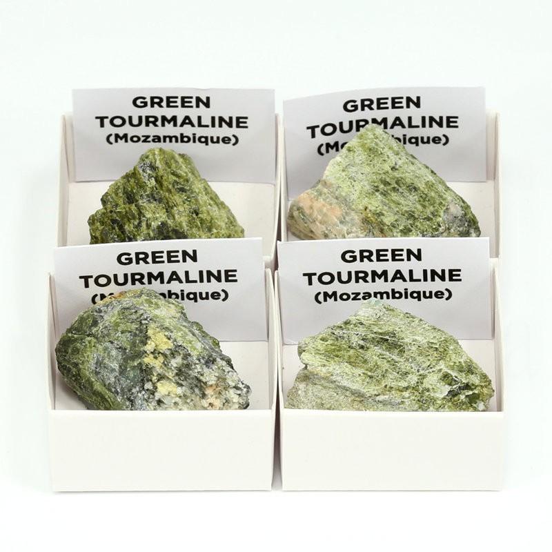 colección minerales en cajita turmalina verde