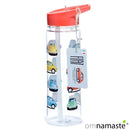 Botella de Agua con Pajita y Asa Coche Fiat 500 Retro