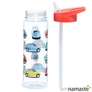 Botella de Agua con Pajita y Asa Coche Fiat 500 Retro