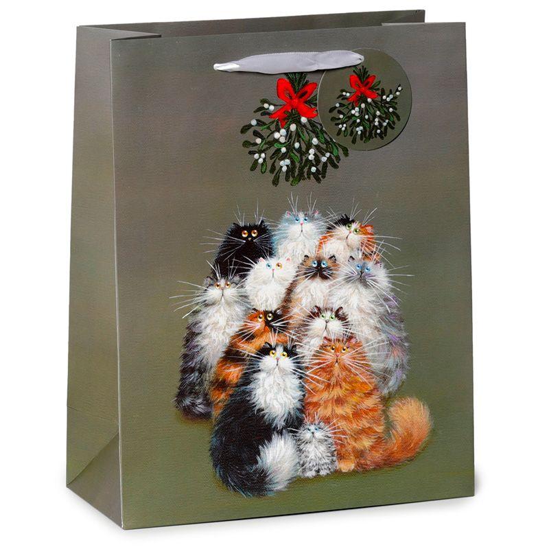 Bolsa de Regalo Navidad Gatos y Muérdago Kim Haskins Grande