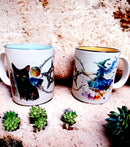 TAZA CERAMICA ASA BRUJA Y GATO 9,50CM X 8 CM