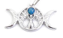 Colgante Acero Diosa Wicca Fertilidad y Triple Luna con mineral 19x32mm
