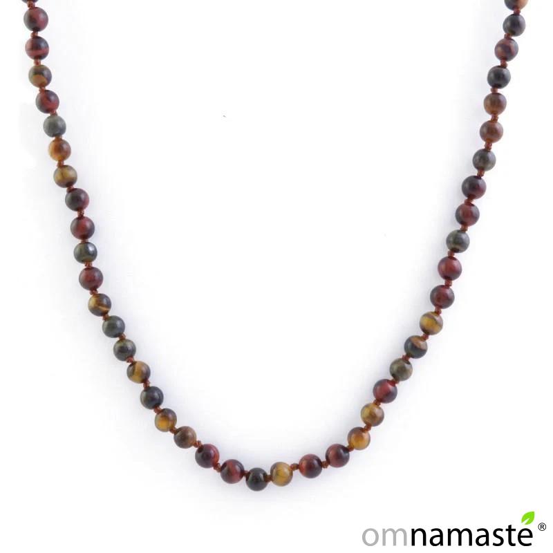 Collar ojo de tigre, buey y halcón bola 6mm