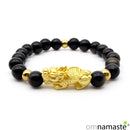 Pulsera obsidiana dorada bola 8mm con Pixiu