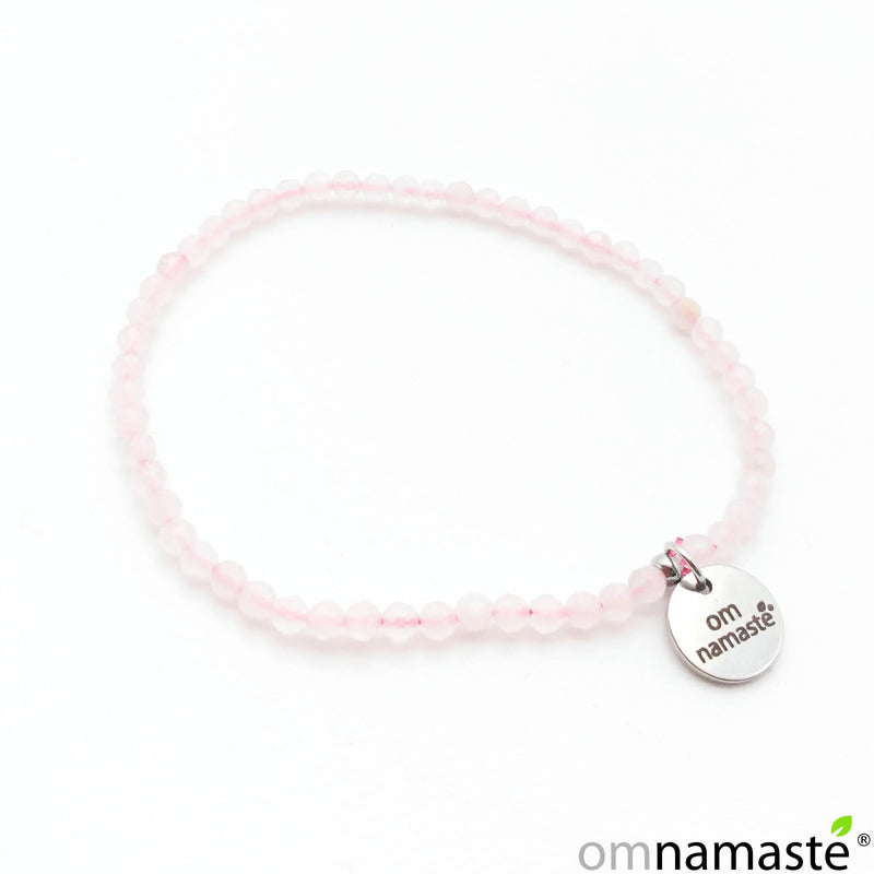 Pulsera cuarzo rosa bola 4 mm facetada