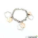 Pulsera Flores Acero y Acero Rosa Tofys