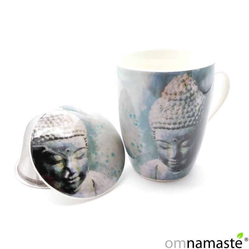 Taza Porcelana Buda con Tapa y Filtro
