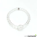 Pulsera cuarzo transparente con pieza oval bola 6mm