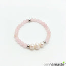 pulsera cuarzo rosa y perlas