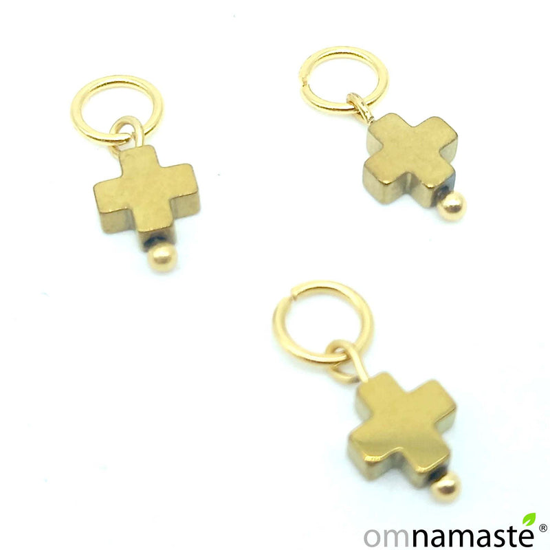 Charm Cruz de Hematite Dorado