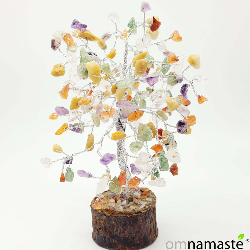 Arbol multicolor mediano con base de madera