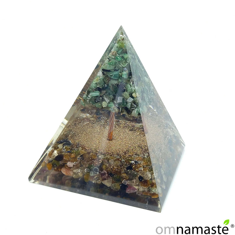 Piramide orgonita 7x7 turmalina multicolor arbol esmeralda