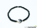 Pulsera cristal negro Yin Yang nácar