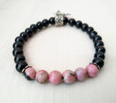 Pulsera Onix con Rodonita bola 6mm