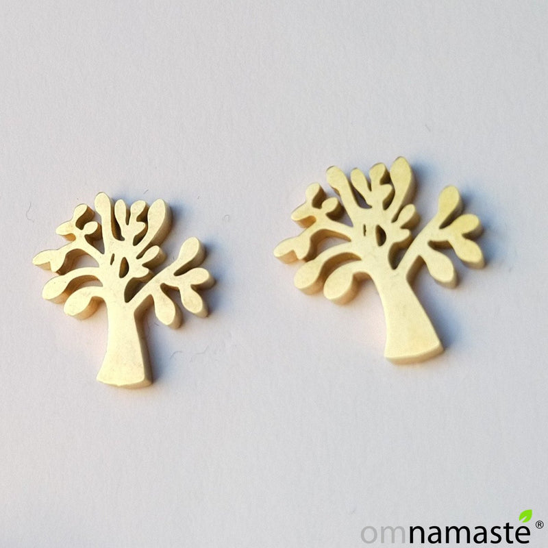 Pendientes Acero Dorado Árbol de la Vida
