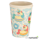 Taza Bambú con Tapa Silicona Unicornio de Vacaciones
