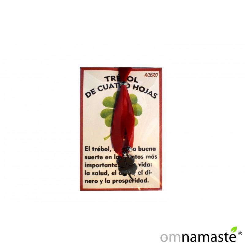Pulsera lazo rojo trébol acero