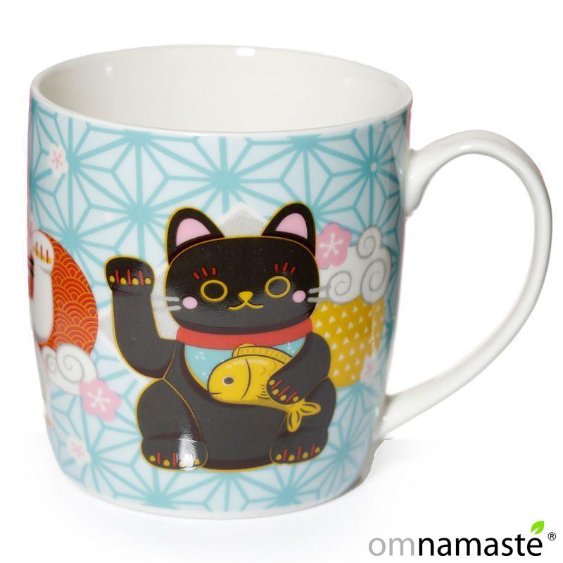 Taza Gato de la suerte Maneki Neko colores