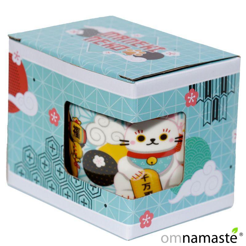 Taza Gato de la suerte Maneki Neko colores