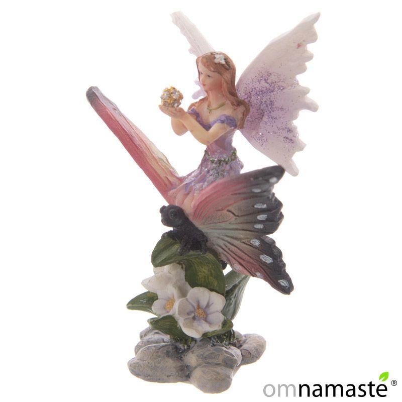 Figura Hada Dulce Flores sobre Mariposa 10cm