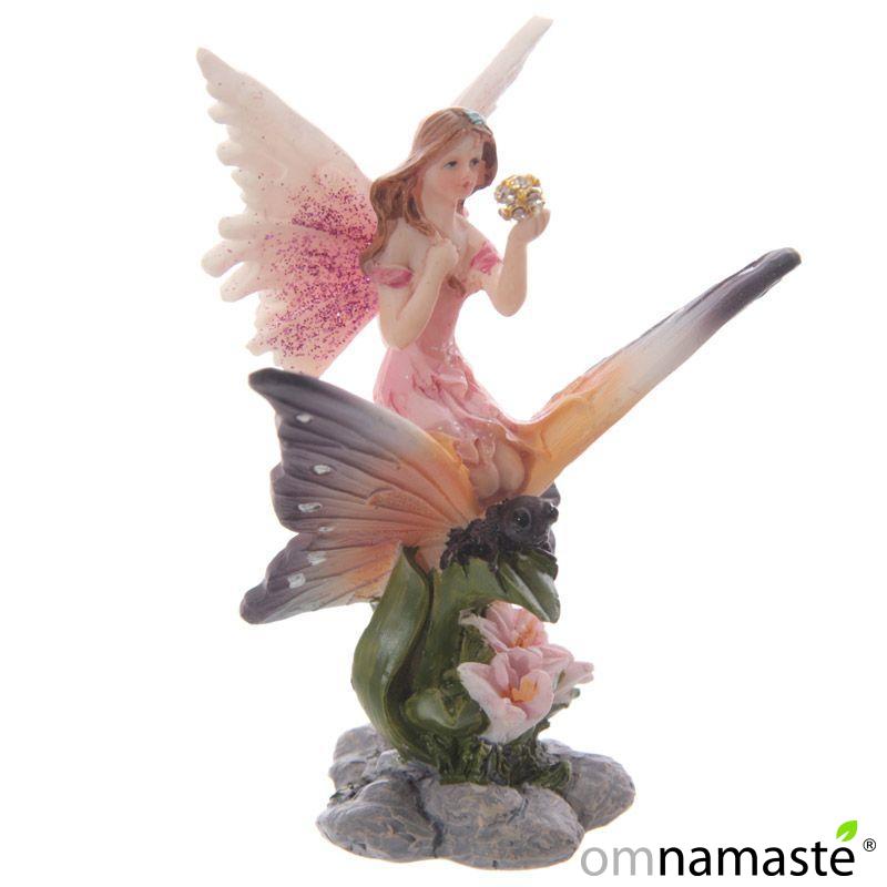 Figura Hada Dulce Flores sobre Mariposa 10cm