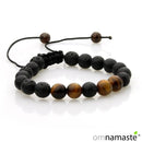 Pulsera ojo de tigre y piedra volcánica