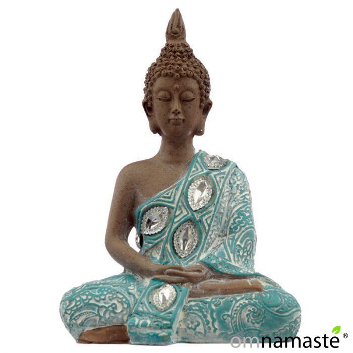 Figura Buda Tailandes Marron y Turquesa Loto