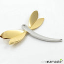 Colgante Acero Libélula Plateada y Dorada