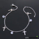 Tobillera Acero Inoxidable Cruces y Cristales