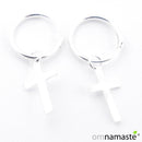 Pendientes Plata Cruz 14x8mm con aro 12mm